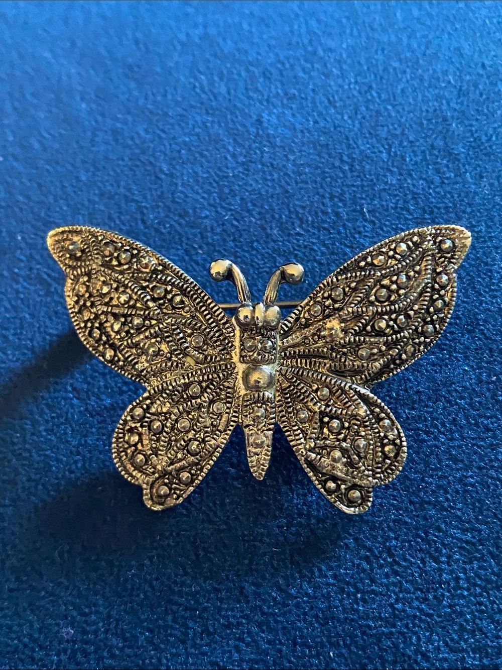 Vintage Silver-Tone Marcasite-Style Butterfly Brooch